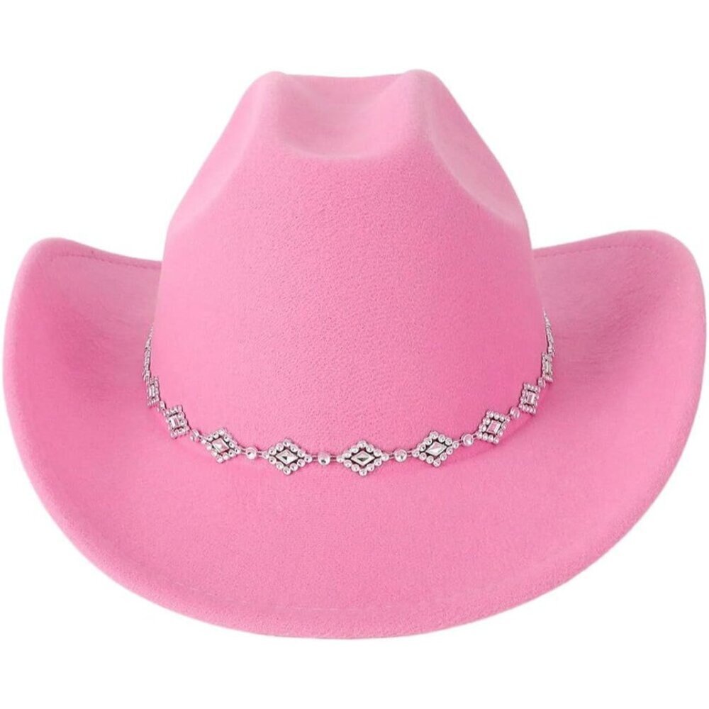Women's Western Cowboy Hat Rhinestone Wide Brim Cowgirl Accessory